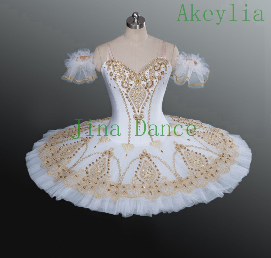 

White Gold Fairy Doll ballet Pancake Platter Performance Tutus Adult Professional Ballet Tutu Women Classical Ballet Stage Costumes for girl