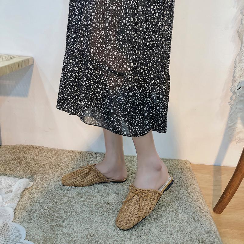 

Flat bottom Baotou sandals and slippers female 2020 summer new outer wear Korean chic casual and comfortable wild lazy slippers, Beige