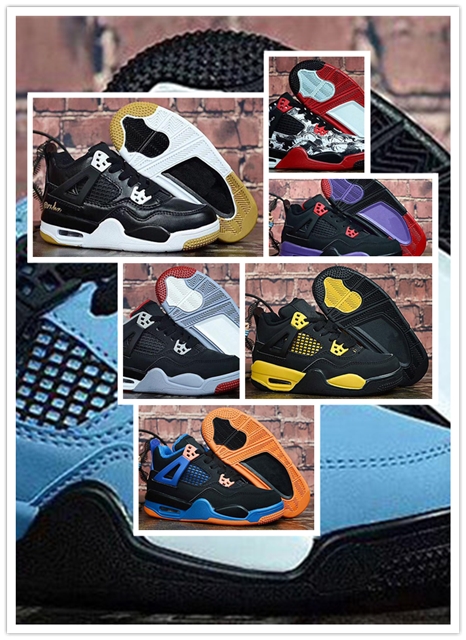 

2019 New Jumpman 4 Kids basketball shoes Children Outdoor sports shoes Gym Red Chicago 4s luxury Athletic Boy Girls sneakers EUR 28-35