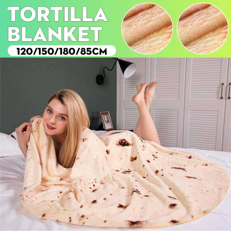 

180cm Air Condition Blanket Round Corn Tortilla Blanket Pita Plaid Plush Burritos Soft Flannel Throw for Bed Fleece Sofa