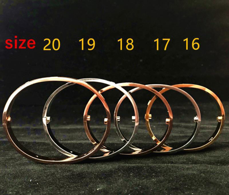 

Screw Bangles 316L Titanium steel with cz stone Gold Silver Rose gold bracelets for women men with original bag gift