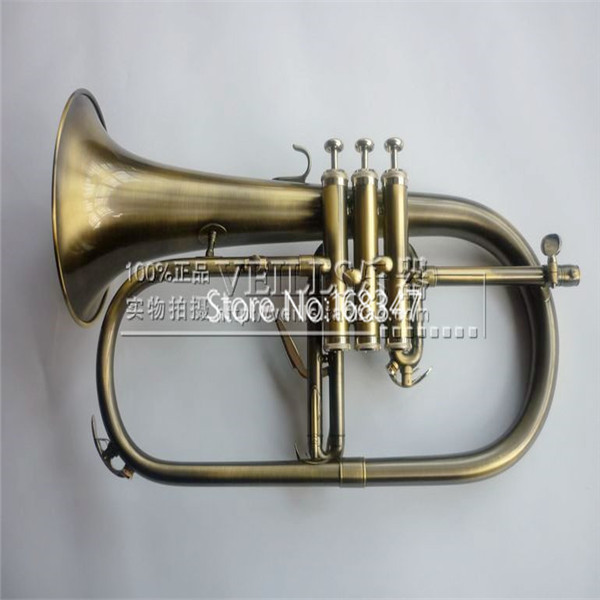 Custom logo High Quality Bb Flugelhorn Antique copper Bell Popular musical instrument With Case Mouthpiece Free Shipping-image-547383967
