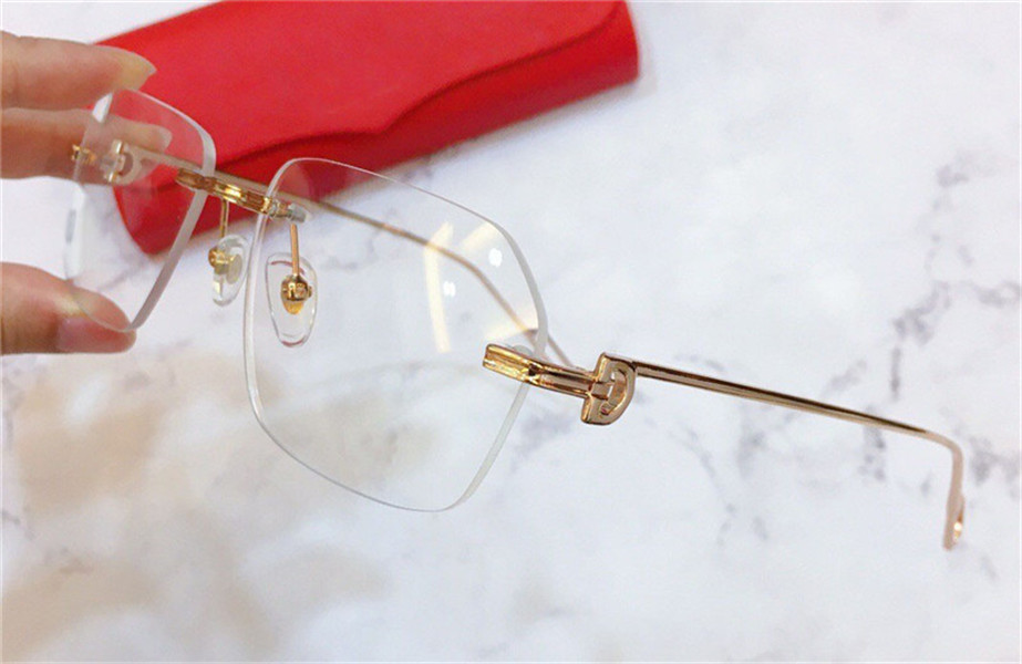 

fashion design optical glasses 0113 k gold square frameless retro modern business style unisex can make prescription eyewear clear lens