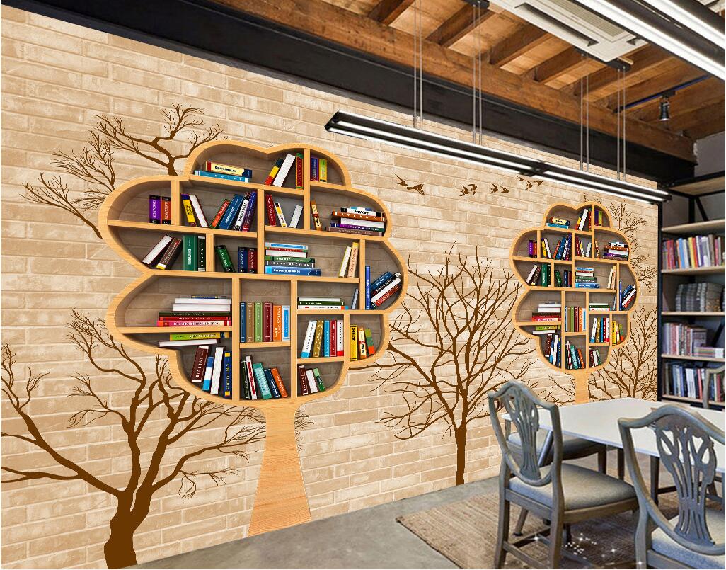 

WDBH custom photo 3d wallpaper Bookstore book bar brick wall background living room home decor 3d wall murals wallpaper for walls 3 d, Non-woven