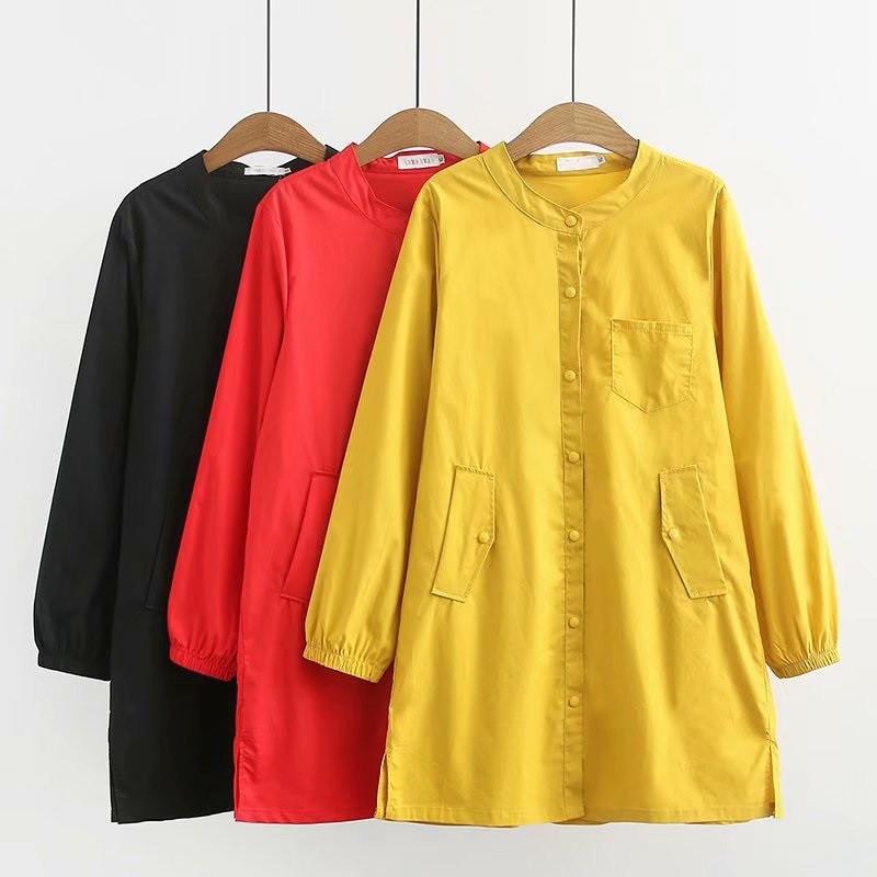 

2020 Plus size 4XL Women's Trench Coat New Spring Autumn Clothes Solid Long Sleeve Thin Windbreaker Female Tops Overcoat J225, Black