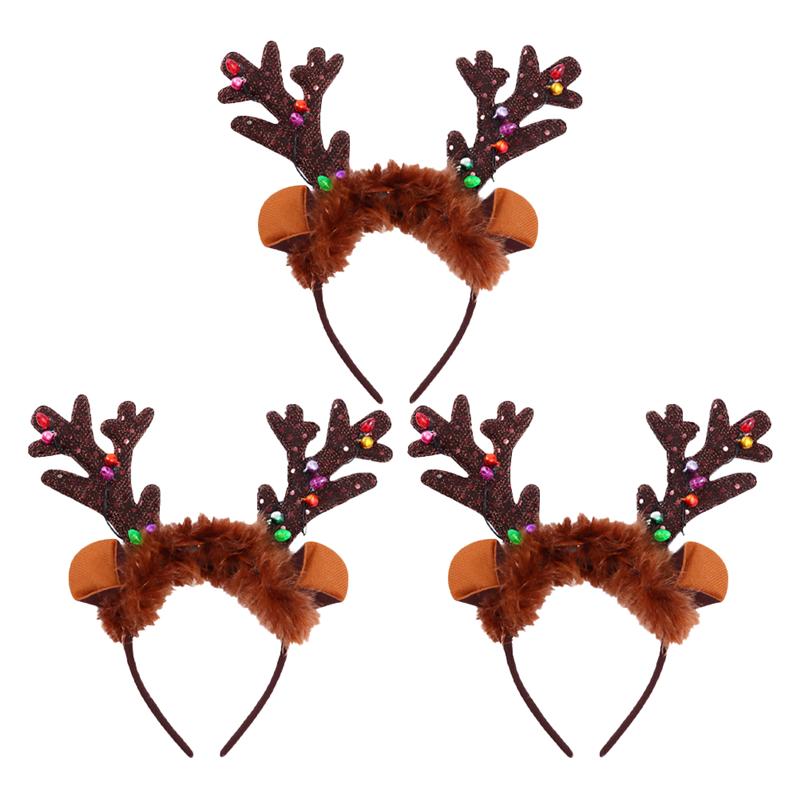 

Christmas Glow Antler Headband LED Cute Headdress Hair Hoop for Woman Kids Decoration