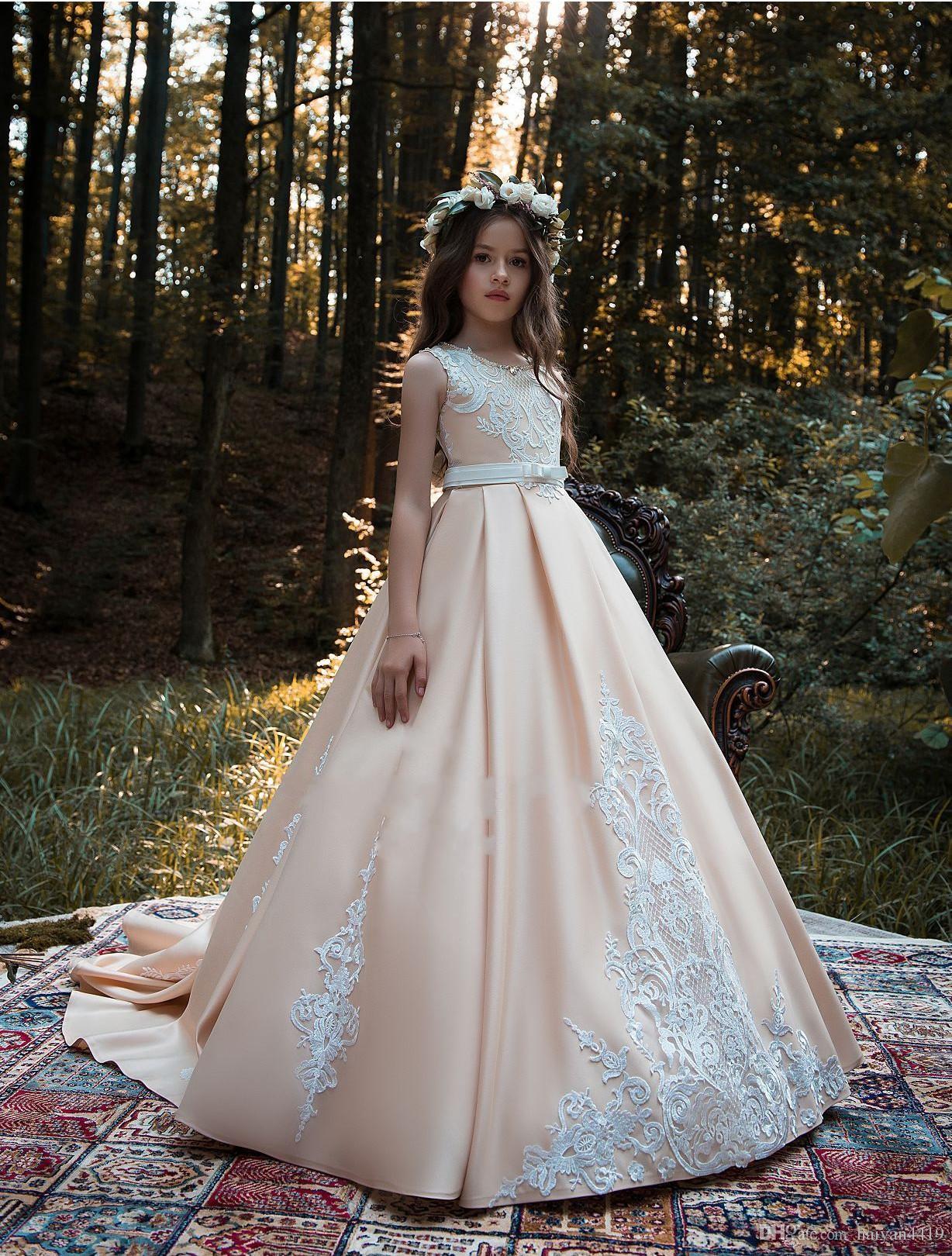 

Simple Flower Girl Dresses for Wedding with Bow A Line Lace up corset Toddler Pageant Dresses For Teens Kids Formal Gown, Purple