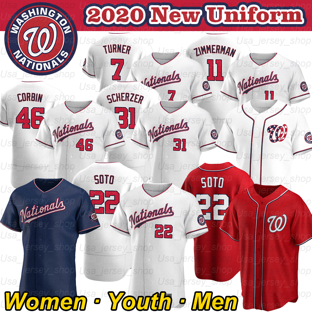 

Washington Stephen Strasburg Jersey Juan Soto Max Scherzer Howie Kendrick Trea Turner Patrick Corbin 2020 Season Jerseys, Women/coolbase/white