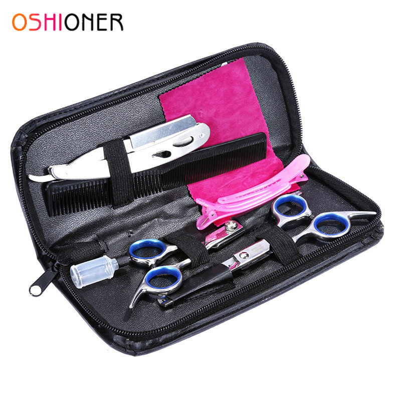 

OSHIONER 8PCS/ Set Professional Salon Barber Hairdressing Scissors Kit with Comb Hair Clipper Thinning Cutting Hair Styling Tool