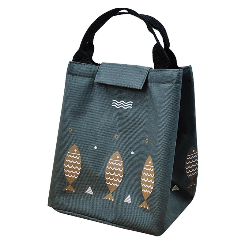 

Japanese-style Cartoon Storage Waterproof Dinner Container Oxford Cloth Foldable Portable Office School Insulated Lunch Bag, Dark grey