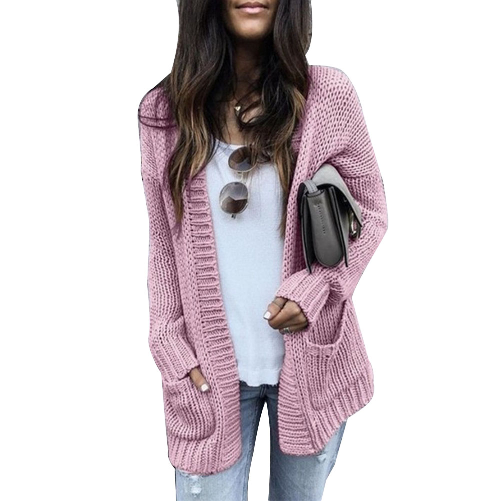 

Jumper Solid Outwear Autumn Winter Ladies With Pocket Casual Women Cardigan Coat Long Sleeve Sweater Elegant Warm Soft Knitted, Grey