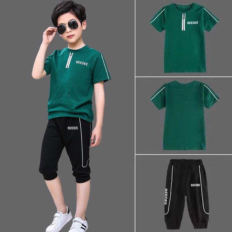 

Kids Boys Clothes Set Summer 2020 Fashion Teenage Letter Short Sleeve Tshirts Pants 2PCS Children Clothing Boys Sport Suit, F10786-white