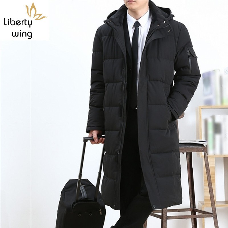 

Autumn Winter Fashion Warm Thick Hooded Down Parkas Men Black Loose Large Size Casual Long Jacket Coat Top Brand Male Overcoat