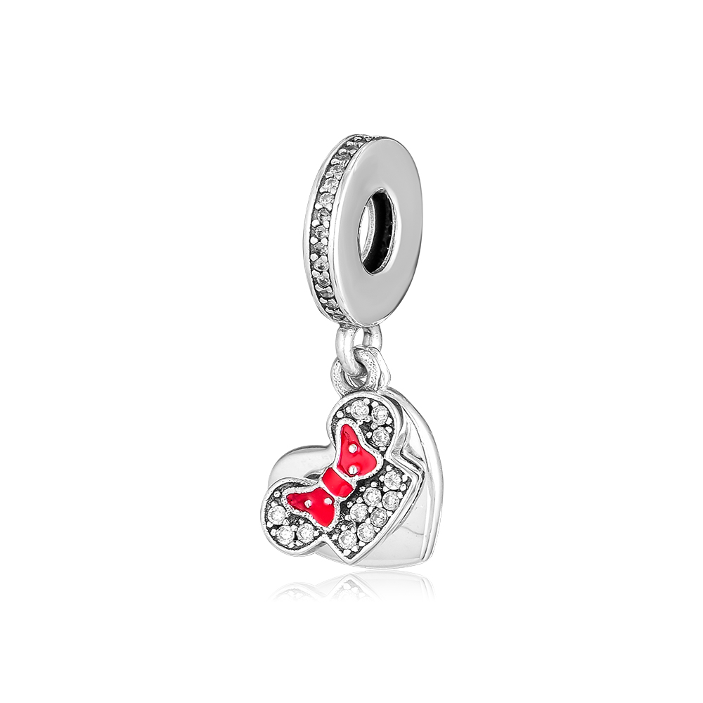2019 Spring 925 Sterling Silver Jewelry Red Bow Enamel Charm Beads Fits Pandora Bracelets Necklace For Women DIY Making-image-456595813