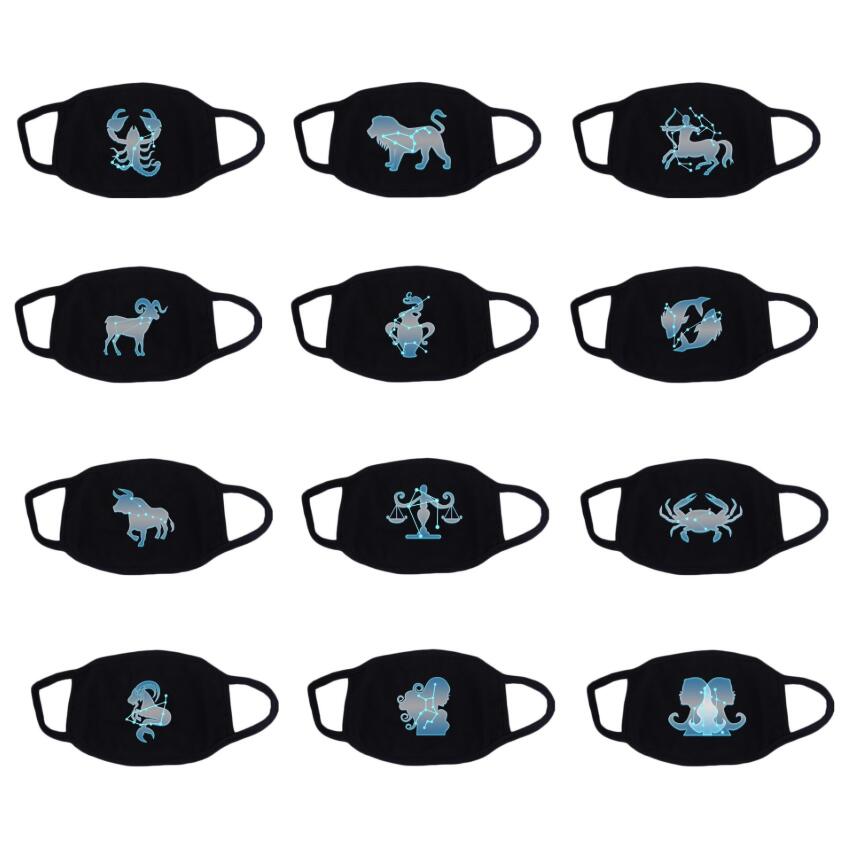 

Black Twelve constellation masks Mouth Mask Anime Cartoon Face Mask Anti Dust Mouth-Muffle Washable Unisex Reusable Party masks