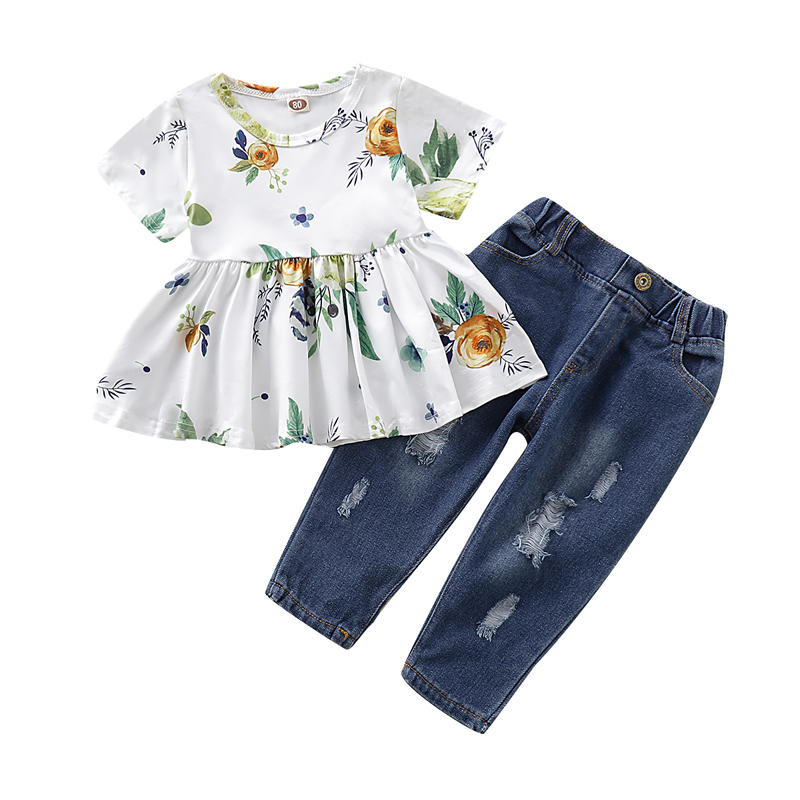 3Pcs Ensemble fille tournesol vêtements Crop Tops Shirt Short Long Jupe avec bandeau