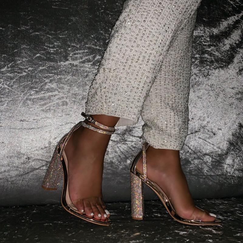 

2020 Sexy Clear PVC Transparent Pumps Sandals Women Shoes Peep Toe Perspex Heel Stilettos High Heels Sandals Summer Party Shoes, Silver