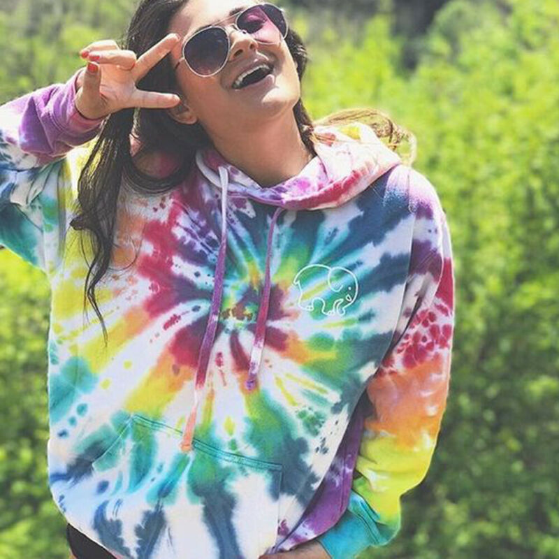 

Hoodies Multicolor Casual Women Drawstring Hooded Sweatshirt 2019 Autumn Tie Dye Long Sleeve Hoodies Pullover Tops Size -XXL, As pic