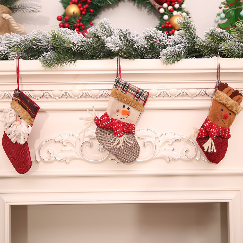 

Christmas Stocking Gift Bag Santa Claus Snowman Socks natal Xmas Tree Gifts