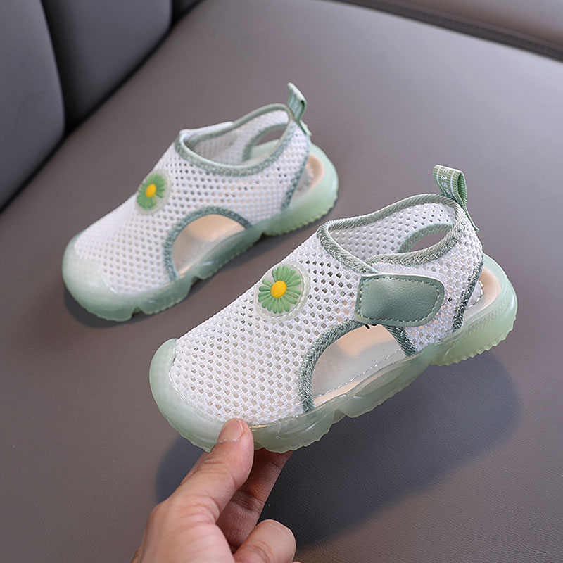 

Child Cover Toes Sandals Kids Soft Bottom Non-slip Plat Sandals 2020 Summer Boy Girl Baby Fashion Mesh Shoes 1-3-5T Size 21-30, Black
