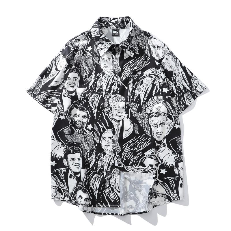 

UNCLEDONJM Fashion Short Sleeve Shirt Men 2020 Summer Hawaii Hip Hop Streetwear Male Short Sleeve Shirt men 1066, Multi