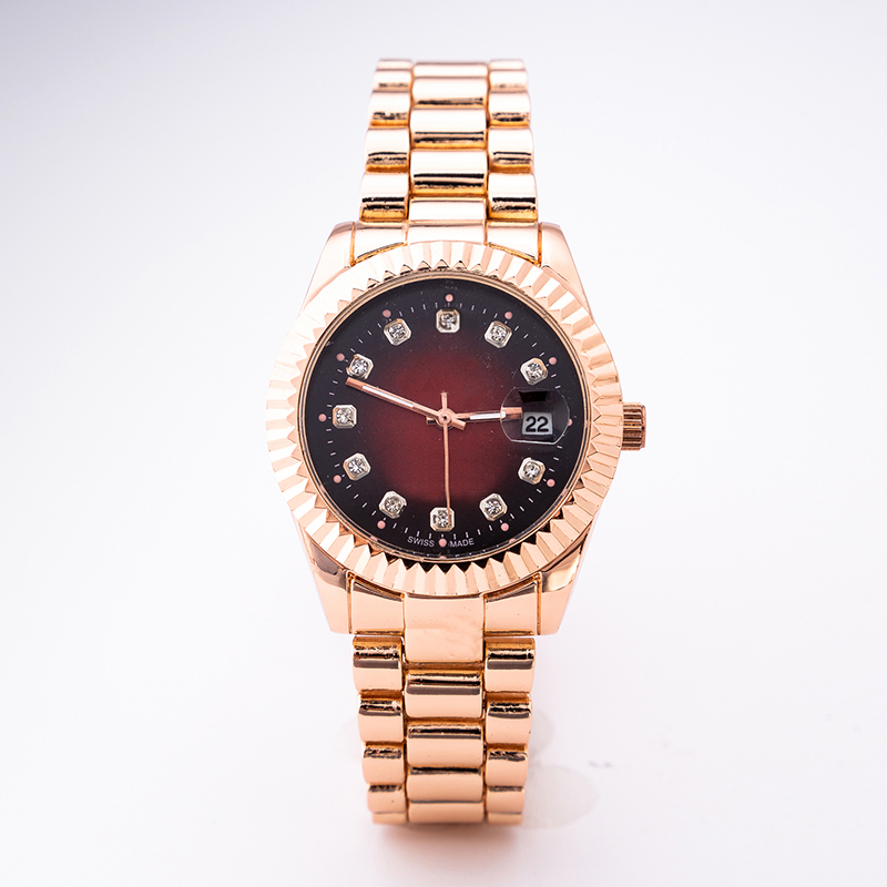 

Top waterproof quality calendar fashion brand rose gold men's stainless steel inlaid diamonds British wedding ladies watches with boxw, Rol@ interval rose gold 02