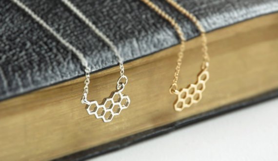 

30 hollow Honey Comb Bee Hive Necklace Cute Honeycomb Beehive geometric Hexagon pendant charm chain Necklace lover lucky jewelry
