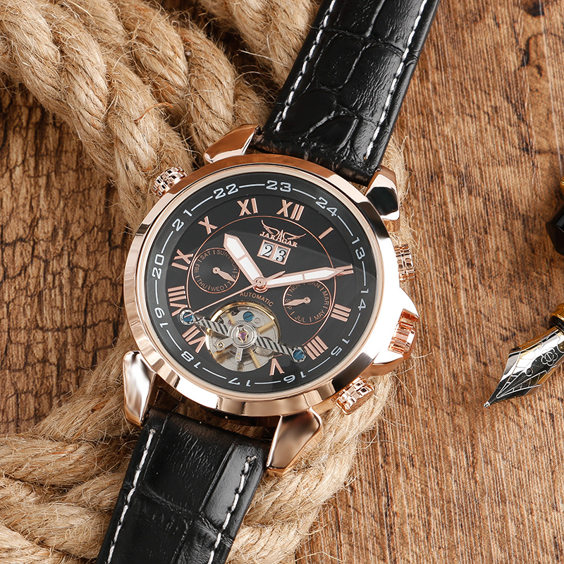 

2019 New fashion Mens Leather strap Automatic Wrist watch, White