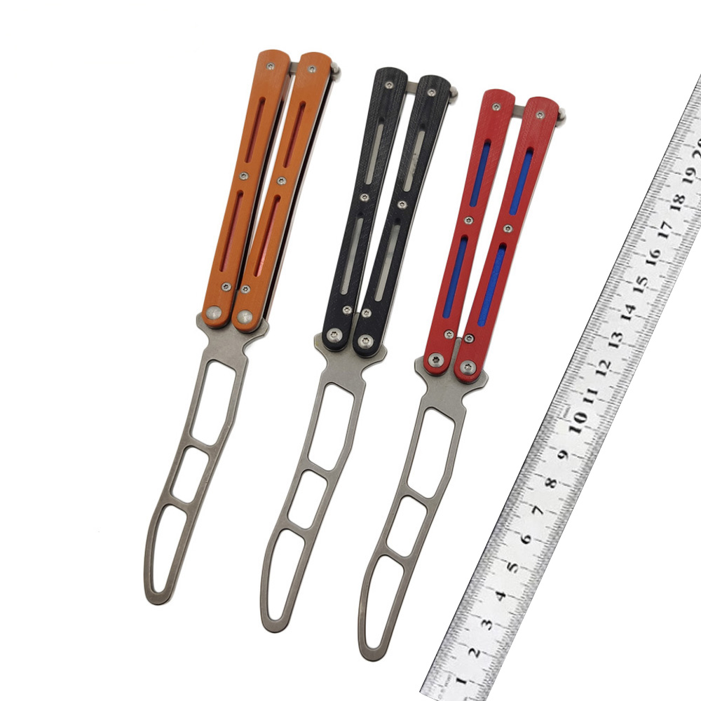 

Tactical Practice Trainer Metal Steel G10 Handle Ball Bearings Connection Smooth Blunt Flipping tool, Red