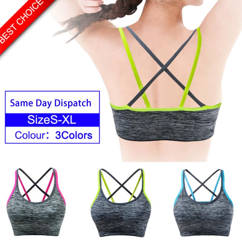 

Sports Bra Shockproof fitness Yoga Tops For Womens Push Up Fitness Gym Running Sports Top Padded Bra Athletic Vest Underwear D30, Blue