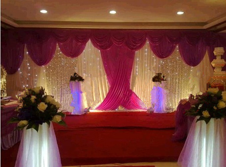 Wedding 3mx6m backdrop wedding stage backdrop decoration stage background with Beatiful Swag-image-454887901