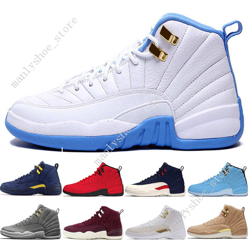 New 12 12s mens basketball shoes Michigan Bulls College Navy Vachetta Tan Wheat Dark Grey Bordeaux UNC men Sports sneakers trainers WOMENS
