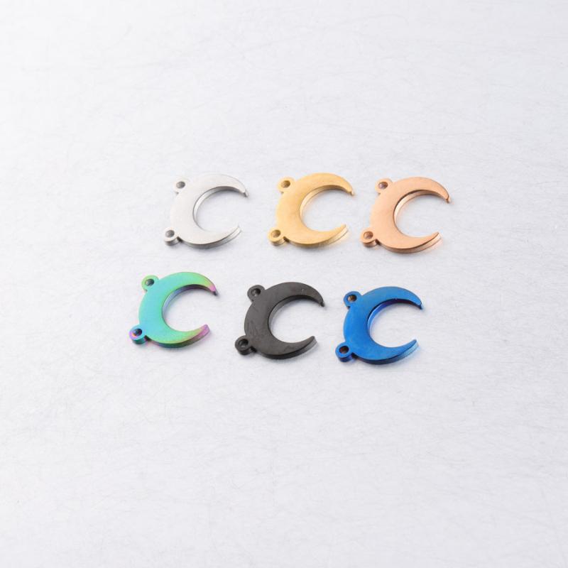 

Charms 100% Stainless Steel Half Moon Charm 2 Hole Metal Crescent Connector OX Horn Mirror Polished Wholesale 20pcs