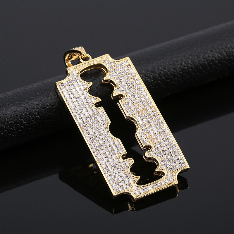 

Jewelry Hip-hop Barber Tool Micro Zirconium Stone Knife Piece Necklace Zirconium Shi Man Pendeloque Cut