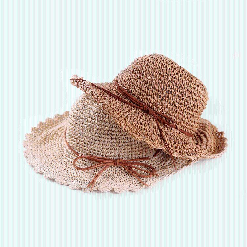 

New Style CHILDREN'S Straw Hat Summer Outdoor Sun-resistant Topee Korean-style Handmade large brim hat Sun, As pic