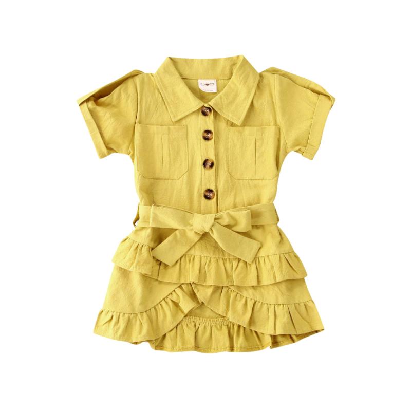 

New Baby Girls Ruffles Dress Summer Solid Color Dress for Kids Baby Girls