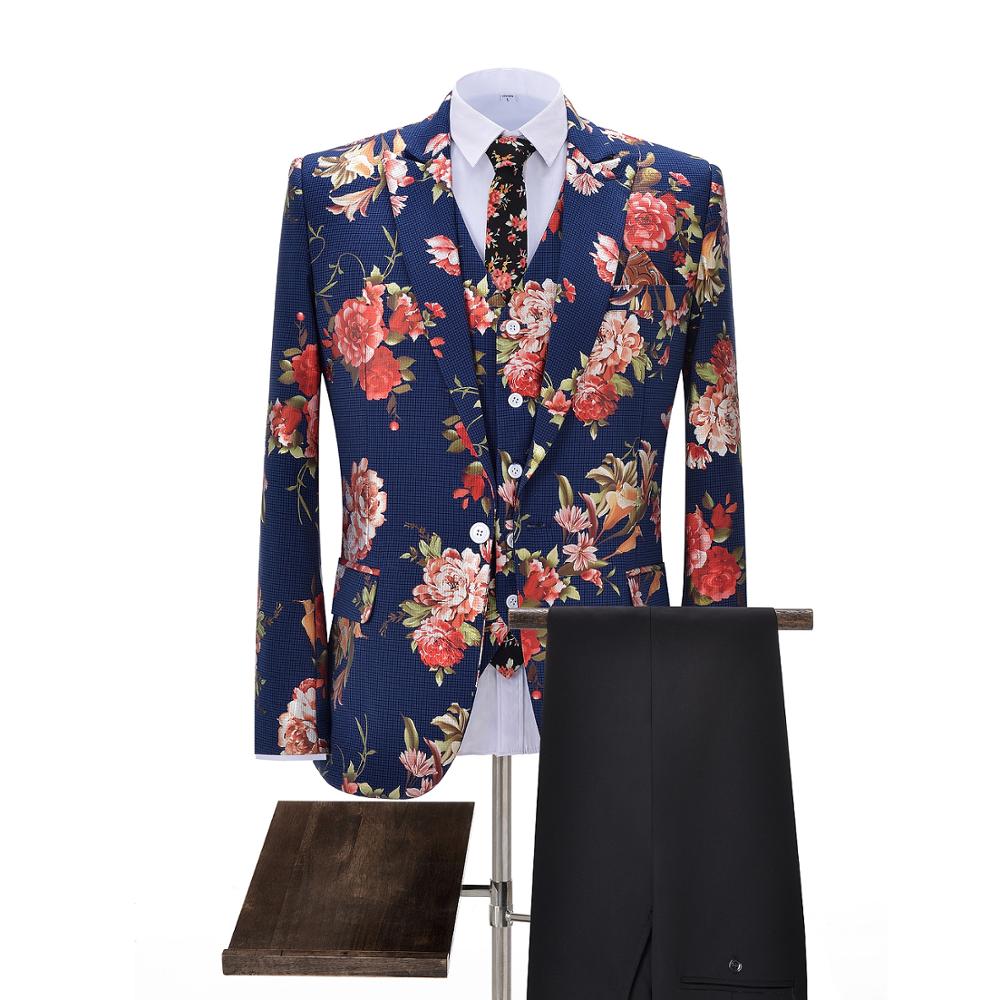

Mens Suit Plaid 3 Pieces Notch Lapel Fashion Formal Fashion Casual Jacket Pants Tuxedos Flower Suit For Wedding Prom Party, Picture-color
