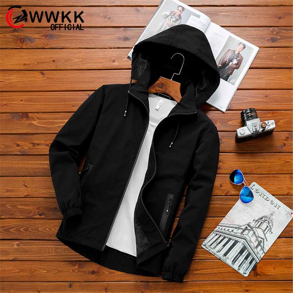 

WWKK New Men Slim Fit College Pilot Jackets Mens Stand Collar Quality Casual Jacket Autumn Winter Tourism Male Windproof Tourism, Black