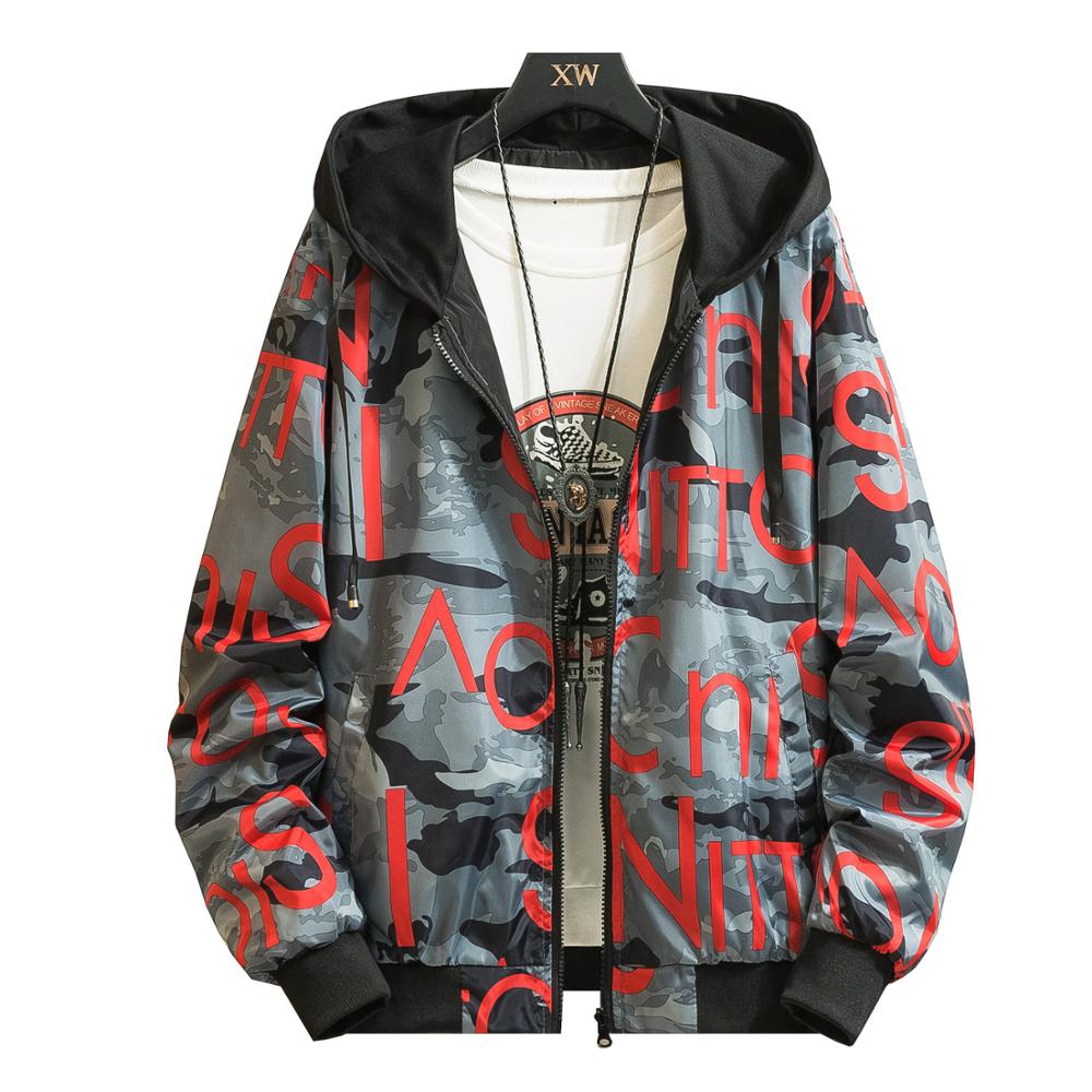 

LES Spring Autumn New Men Jacket Casul Streetwear Hooded Letter Coats Knitted hat Outwear Doublesides Regular -5XL, Blue