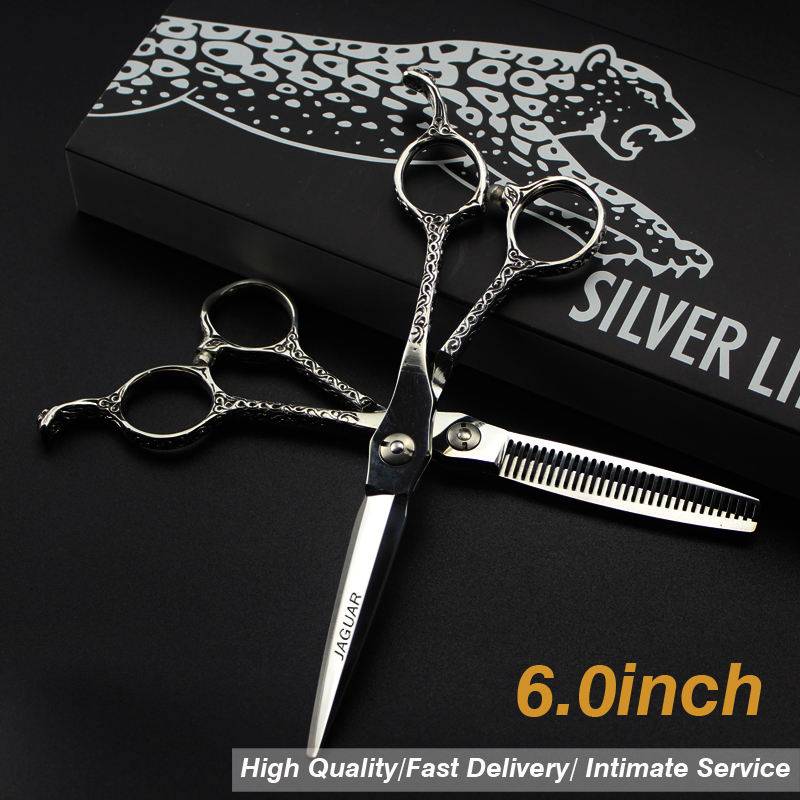 

6.0"Sale Silver Japanese Hair Scissors Japan 440C Cheap Hairdressing Scissors Thinning Shears Hairdresser Shaver Haircut