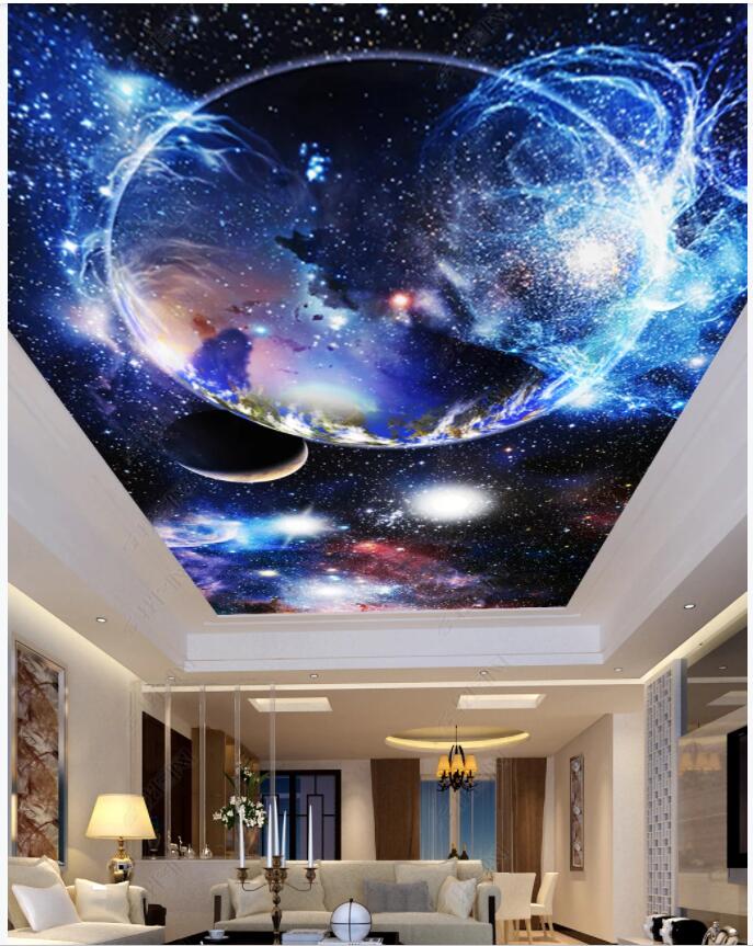 

3d ceiling mural wallpaper custom photo Fantasy bright nebula planet starry sky room home decor 3d wall murals wallpaper for walls 3 d, Non-woven wallpaper