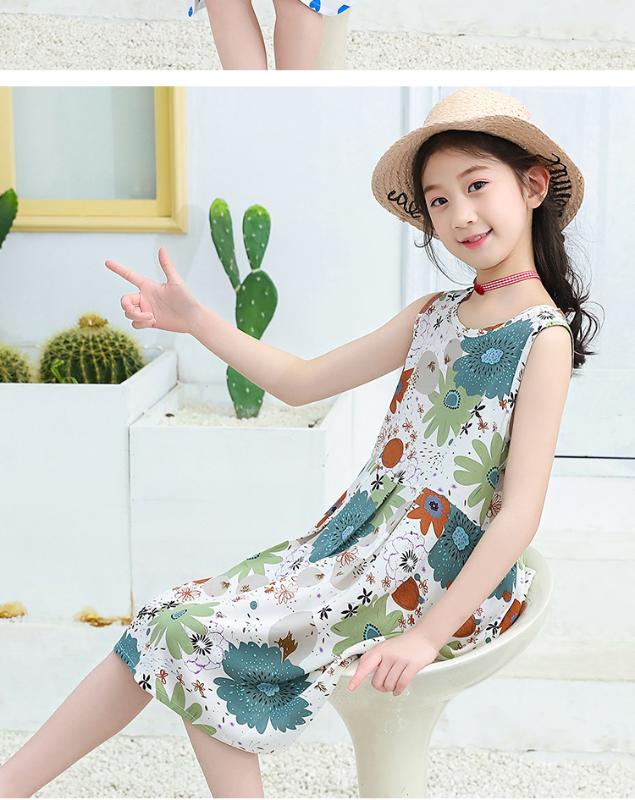 

2020 Summer Girls Dresses Kids Elegant Princess Dress Sleeveless Cute Sundress 2-15 Years Children's Clothing New Fashion, Beige