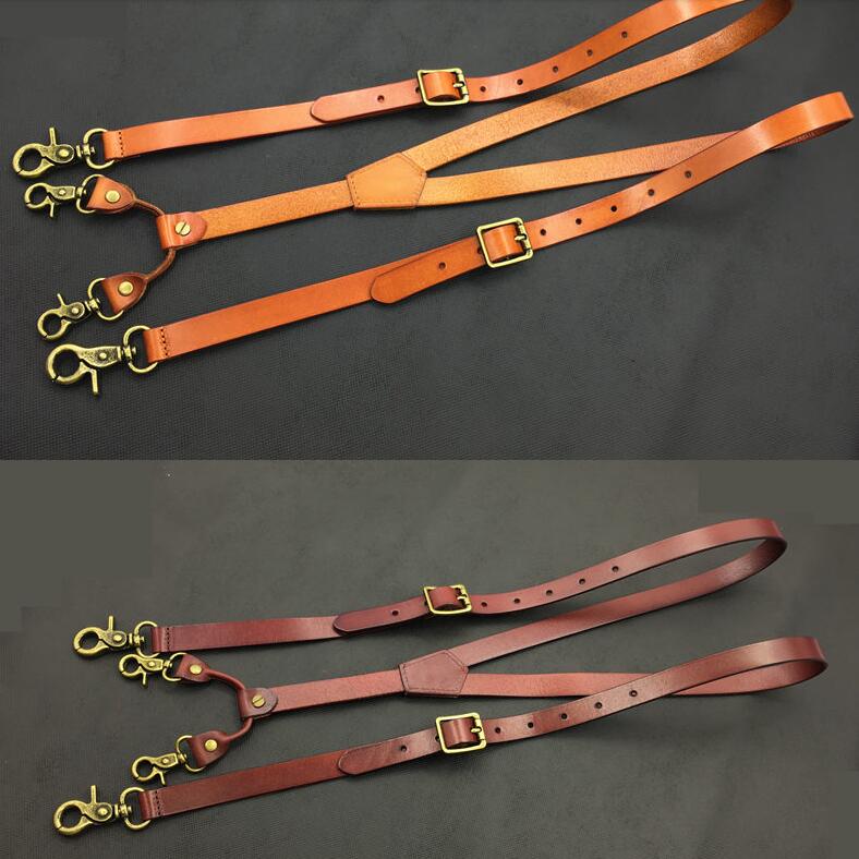 

Genuine Leather Suspenders men 1.9cm width 132cm long Hook Suspenders
