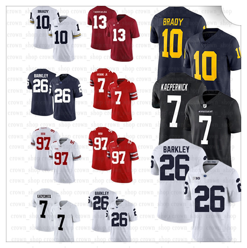 

13 Tua Tagovailoa NCAA 7 Dwayne Haskins Jr Alabama Crimson Tide Jersey Nick Bosa Michigan Tom Brady Ohio State Buckeyes Football Jerseys4, Ncaa-(laohu)