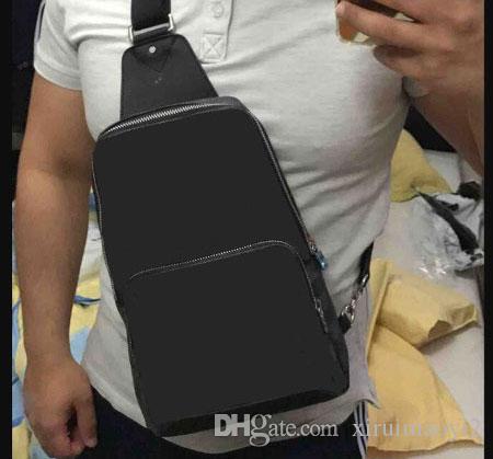 

Real leather Men chest bag AV. SLING BAG D.GRAP. N41719 travel bag MENS cross body breast shoulder pouch N41612 N41473 41473 N41712 AVENUE, Black