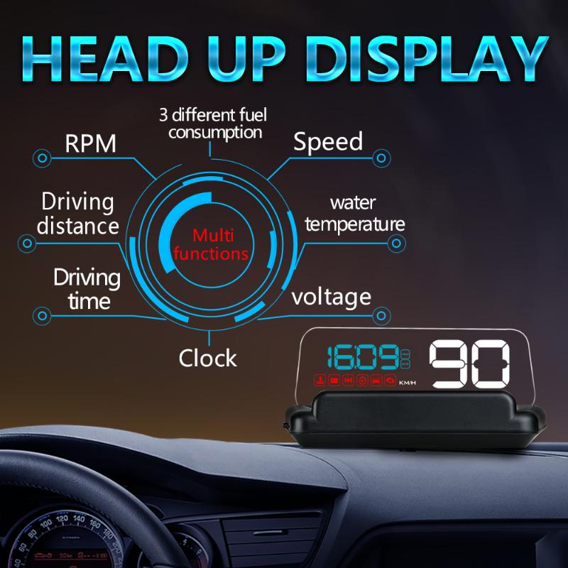 

Geyiren C500 Mirror HUD Car Head up display Better than A100 Speed Projector Security Alarm Water temp Overspeed RPM Voltage