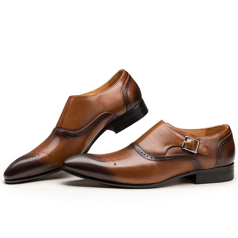 

Dress Shoes Italian Design Handmade Leather Men Brown Formal Shoes Office Business Wedding Dress Loafers Male autumn, Black