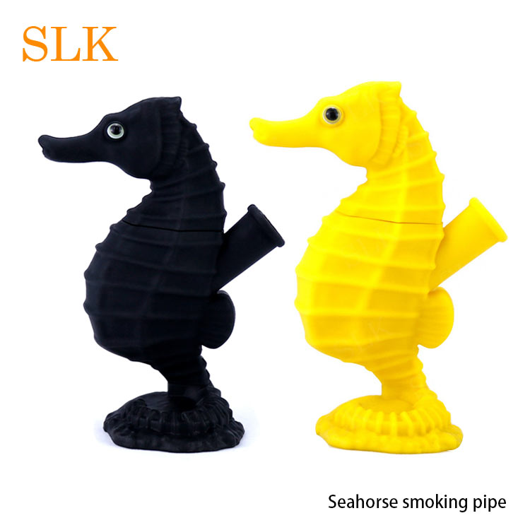 

Glass oil burner water bongs Silicone smoking pipes Creative Seahorse design water pipe Glass bong with glass bowl silicone bongs
