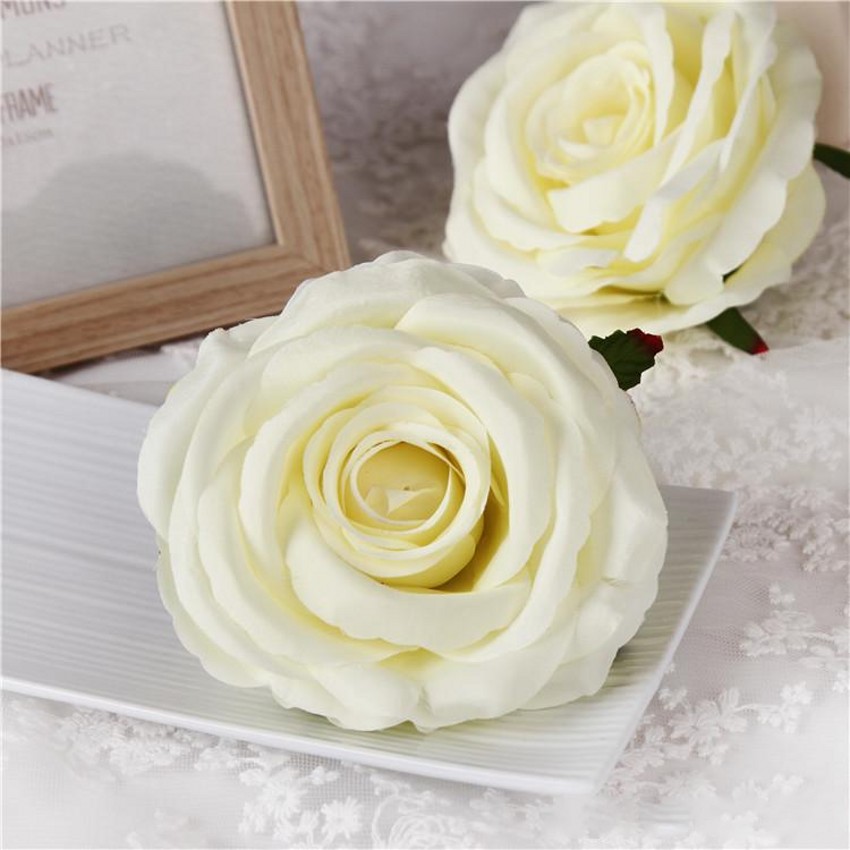 

20Pcs 9CM Artificial Rose Flower Heads Silk Decorative Flower Party Decoration Wedding Wall Flower Bouquet White Artificial Roses Bouquet, Red