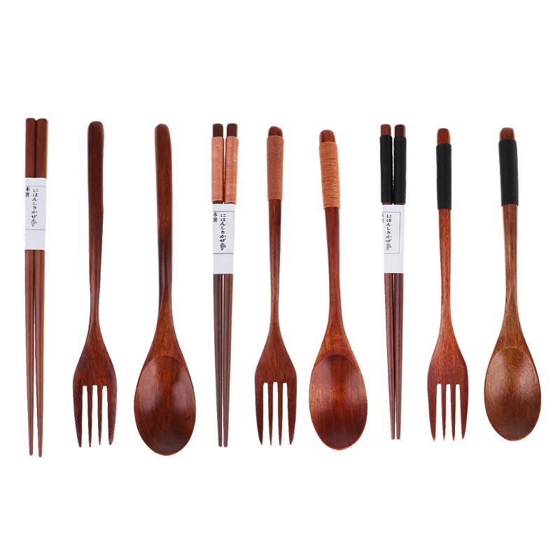 

Portable Travel Camping Compact Utensil Set Wood Spoon Fork Chopstick Outdoor Tableware